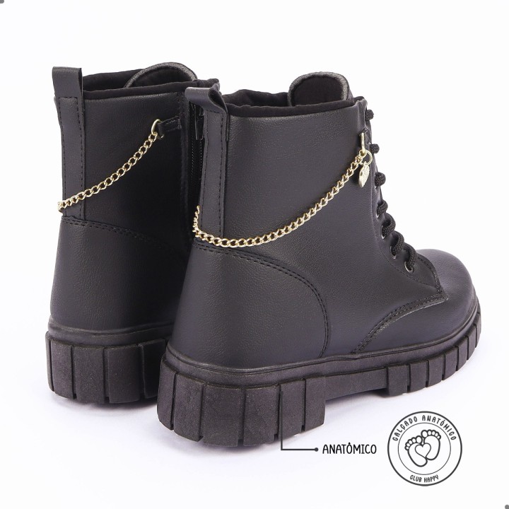 Coturno Club Happy Gold Preto