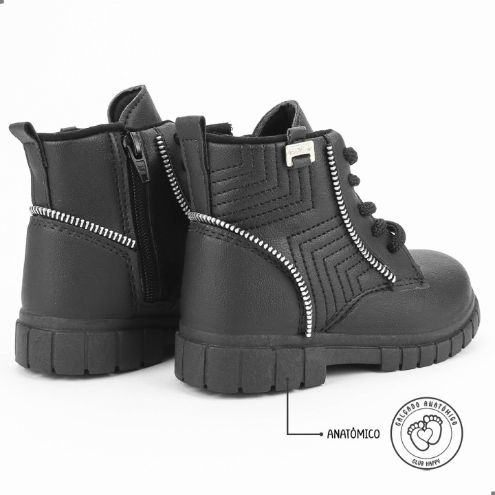 Coturno Club Happy Zip Preto