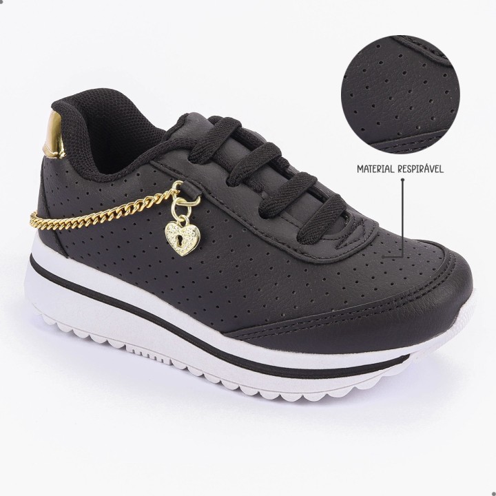 Tênis Club Happy Gold Preto