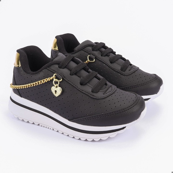 Tênis Club Happy Gold Preto
