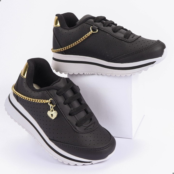 Tênis Club Happy Gold Preto