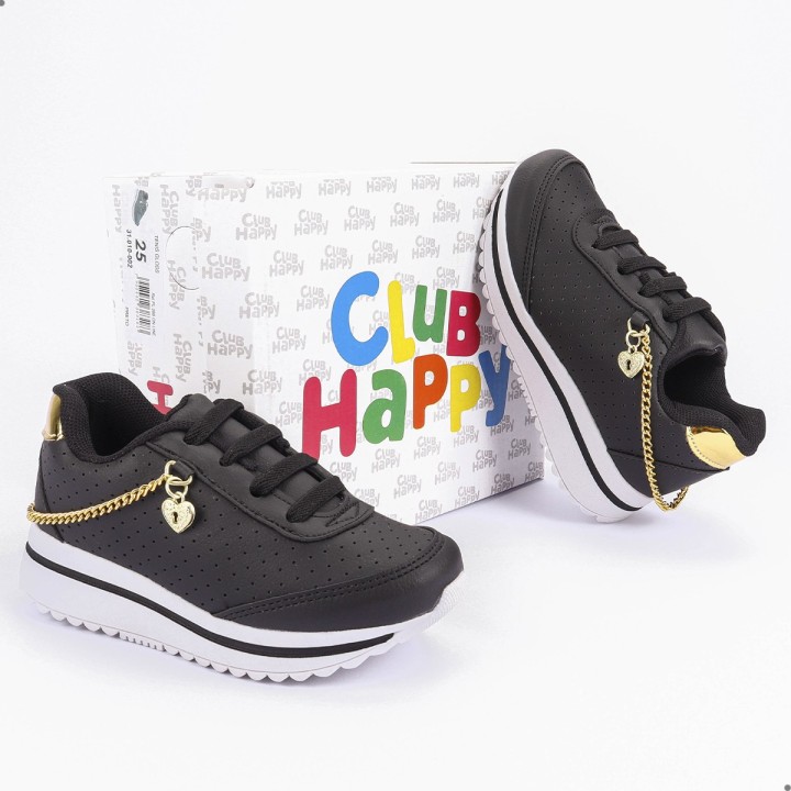 Tênis Club Happy Gold Preto