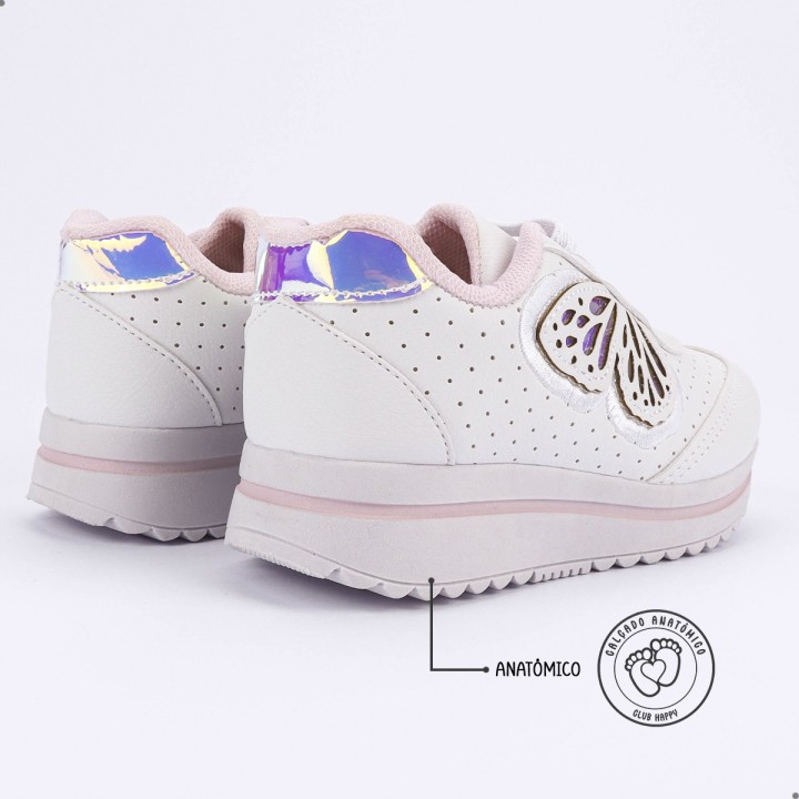 Tênis Club Happy Gloss Borboleta Branco