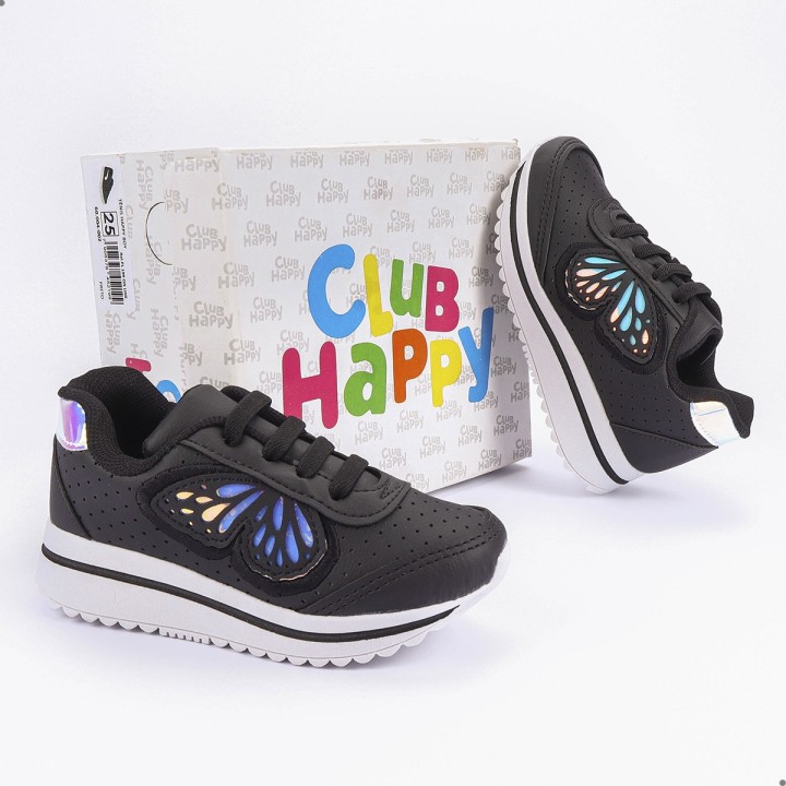 Tênis Club Happy Gloss Borboleta Preto