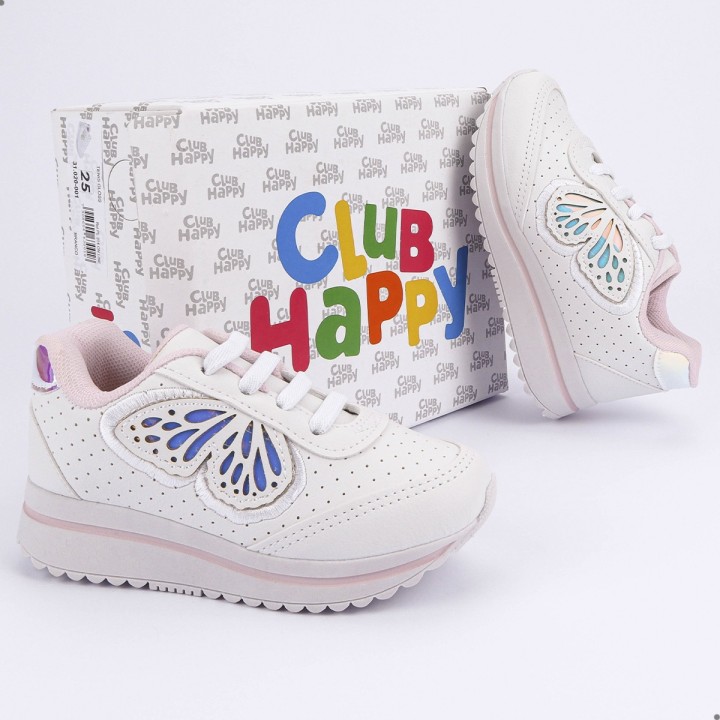 Tênis Club Happy Gloss Borboleta Rosa