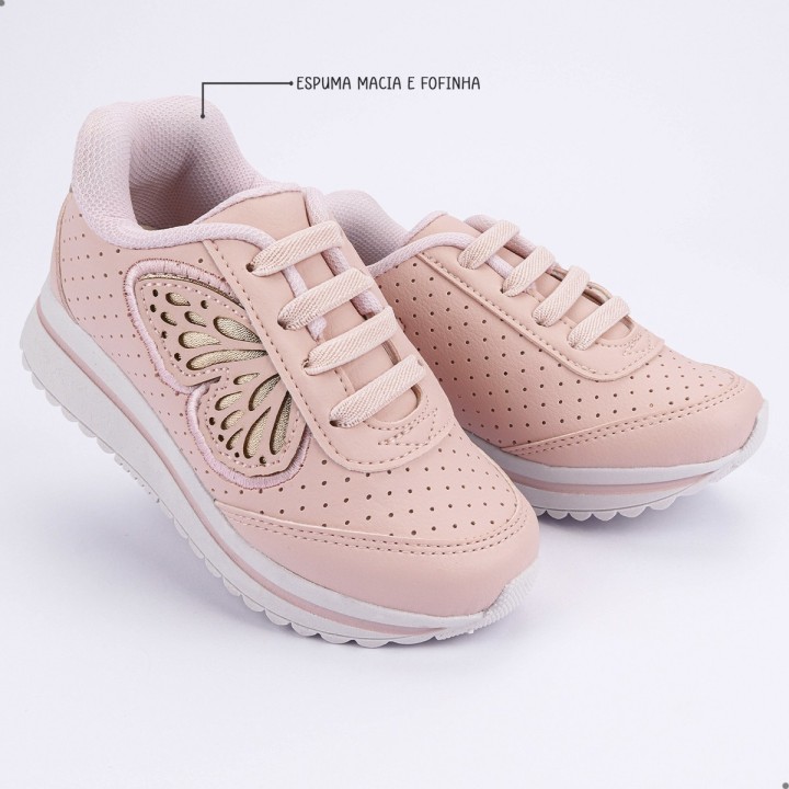 Tênis Club Happy Gloss Borboleta Rosa